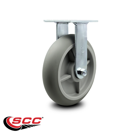 Service Caster 8 Inch Thermoplastic Rubber Wheel Rigid Caster with Roller Bearing SCC SCC-30R820-TPRRD